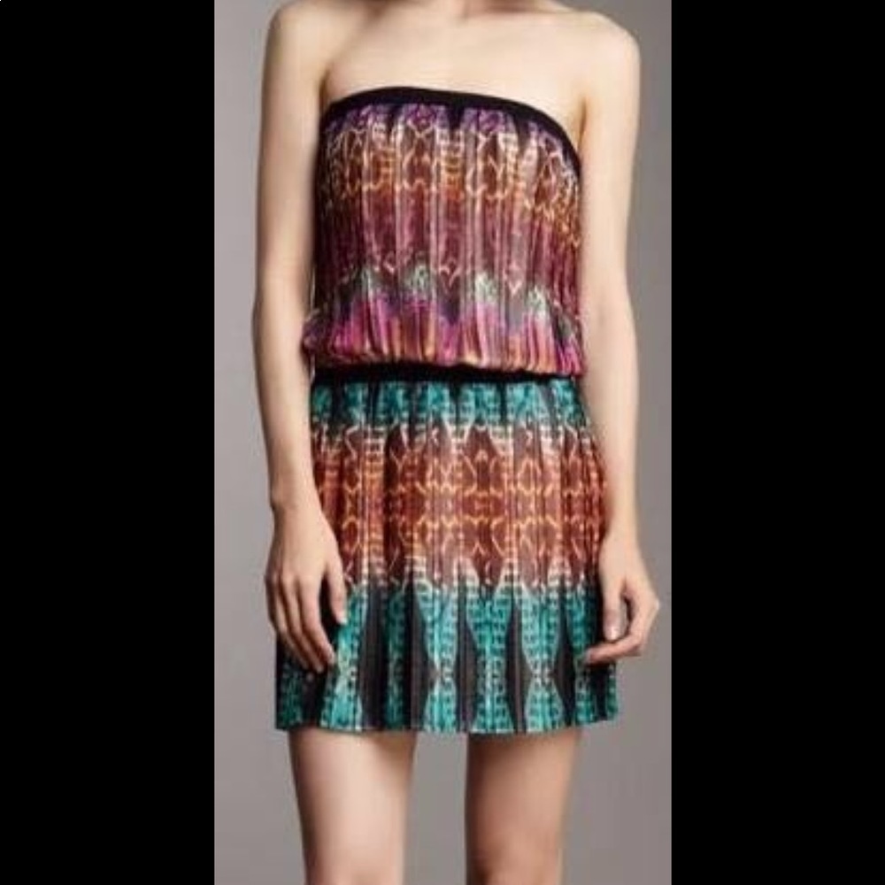 Bcbgmaxazria Strapless Aztec Design Pattern Dress - image 1